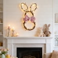 thumbnail image 5 of TechToyHub Lighted Easter Bunny Wreath,21.3x10 in Artificial Pink Wreath with Linen Bow & String Lights,for Front Door Window Wall Fireplace,Durable Realistic Pink Easter Spring Home Decor, 5 of 5