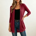 thumbnail image 6 of VISALY Women Open Front Cardigan 3/4 Sleeve Lightweight Mid Length Loose Fit Casual Shawl Cover Up Coat Solid Layering Outerwear Lightweight Open Front Cardigan Travel Beach Outfits Wine Xxl, 6 of 8