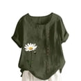 thumbnail image 2 of Pisexur Hauts pour Femmes, Blouses Habillées Décontractées pour Femmes, Hauts de Printemps pour Femmes, Haut Décontracté à Manches Courtes et Col Rond Ample Uni Multicolore pour Femmes, 2 of 2