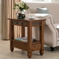 thumbnail image 3 of Leick Home 10906 Slatestone One Drawer Side Table with Slate Tile, Rustic Oak, 3 of 18