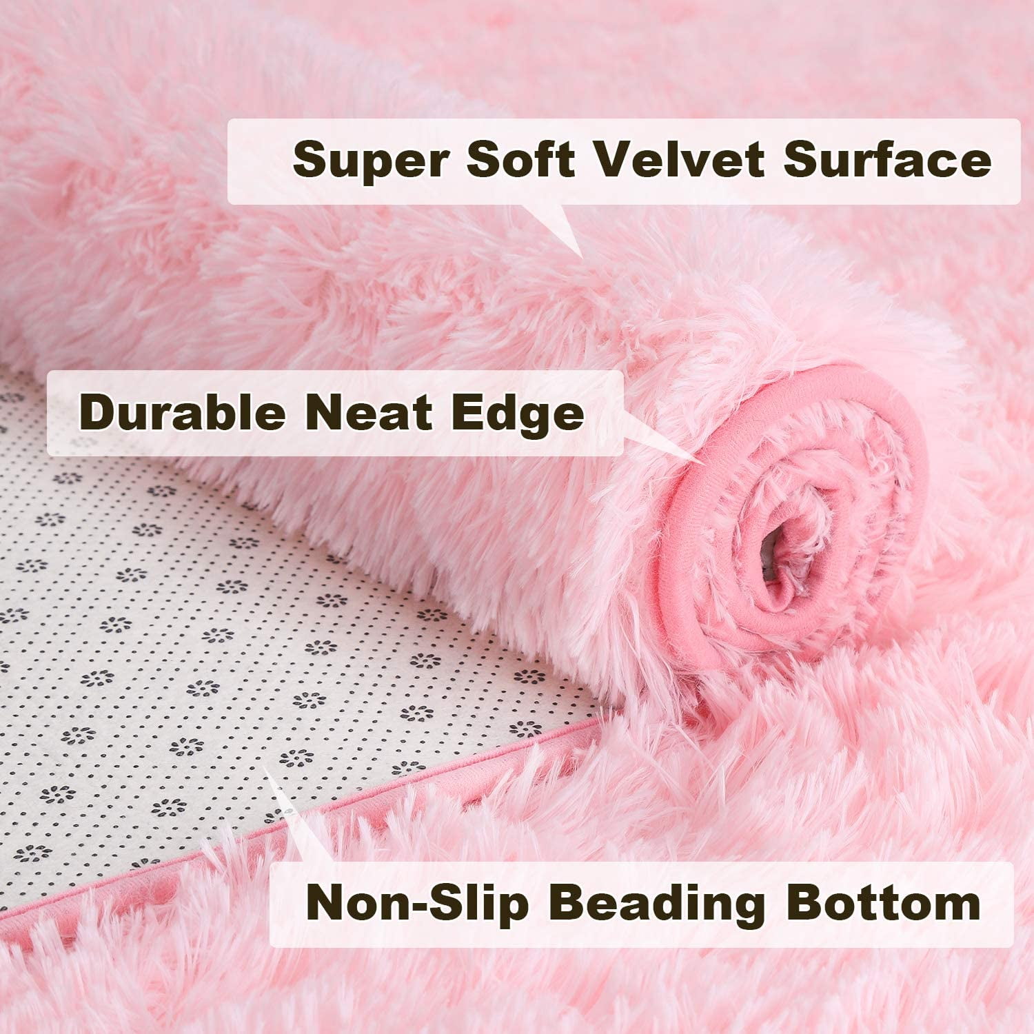 Lochas Soft Shag Accent Carpet Fluffy Rug for Living Room Bedroom Home Decor Area Rugs Floor Mat, 4'x6',Pink