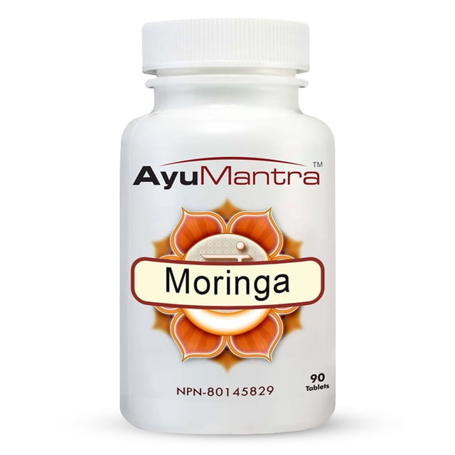 AyuMantra Comprimés de Moringa (90 Comprimés, 1000 Mg) / Soutient la Purification du Sang et la Désintoxication