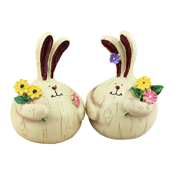 dajkiuy Easter Bunny Figurine Decor,Cute Bunny Decorations,Spring Easter Decors Figurines Tabletopper Decorations for Party Home Holiday Cute Rabbit Easter Gifts (2 Pcs，5 inch)