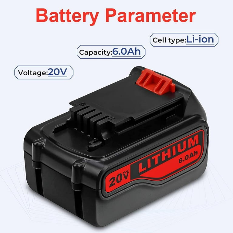 6000mAh 20V MAX Lithium LB2X4020 Replacement Battery for Black & Decker 20V  Battery LBXR20 LBXR20-OPE LB20 LBX20 LBX4020 LB2X4020 LB2X4020-OPE Cordless  Power Tools 