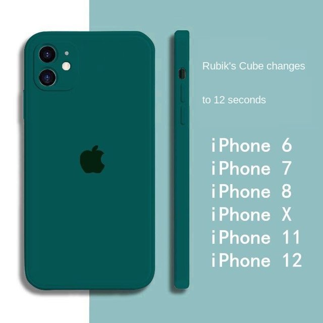 Funda para iPhone para iPhone 12 11 Pro Max 11Pro 12Pro 7 8 Plus Xr XsMax Xr Borde cuadrado de silicona real con terciopelo Gao Jiahui unisex
