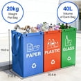 thumbnail image 2 of 3 Pack 40L Color-Coded Recycling Bins with Handles, for Paper Plastic Glass, Home Kitchen Garage, 2 of 9