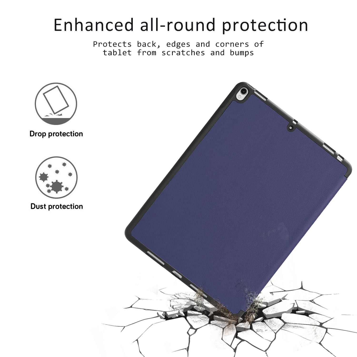 Allytech 10.5 Inch iPad Case, iPad Air 3st Generation Case (2019), iPad Pro 10.5 Case, Slim Pencil Holder Leather Stand Folio Smart Cover Auto Sleep Wake Shell for Apple iPad Pro 10.5/ Air 3,Darkblue
