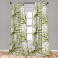 thumbnail image 2 of Tropical Window Curtains, Repetitive Exotic Palm Leaves Pattern Grungy Watercolor Illustration, Lightweight Decor 2-Panel Set with Rod Pocket, Pair of - 28"x63", Yellow Green Pale Grey, by Ambesonne, 2 of 3