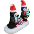 thumbnail image 3 of 6 Foot Long Christmas Inflatable TwoHappy Penguins Holding Christmas Tree, Gift Box & Candy Cane LED Lights Decor Outdoor Indoor Holiday Decorations, Blow up Lighted Yard Decor, Home Lawn Inflatables, 3 of 4