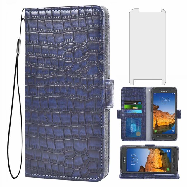 Case for Samsung Galaxy S7 Active, Mobile Phone Case With Card Holder Stand Flip Protective Case -Blue