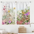thumbnail image 4 of Celsvanis 2pcs Printed Kitchen Curtain, Short Translucent Floral Butterfly Romantic Window Drape, Spring Summer Decor For Home Kitchen Coffee Decoration 39"x27.5", 4 of 9