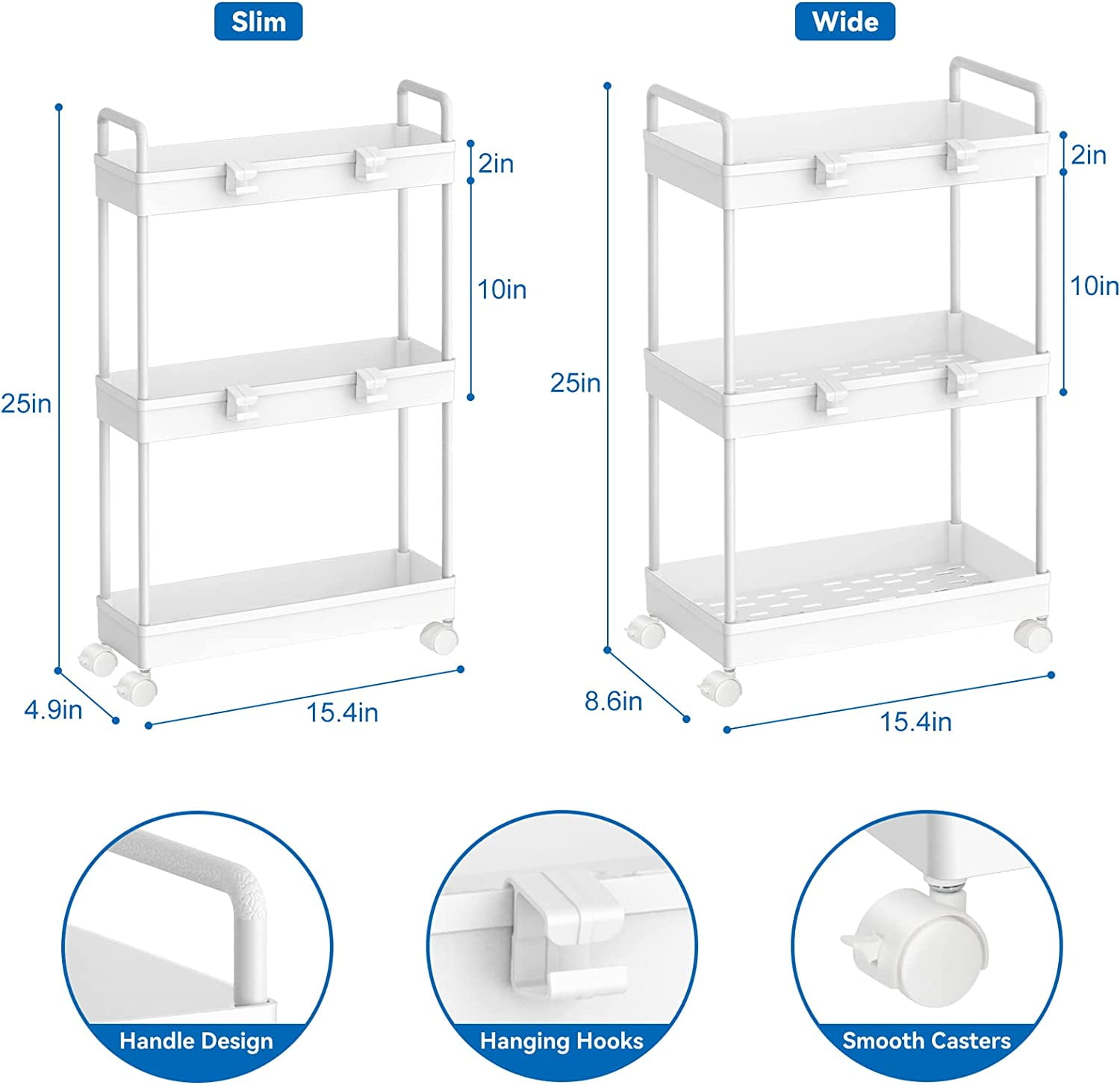 Oumilen 2 Pack 3 Tier Slim 15.4