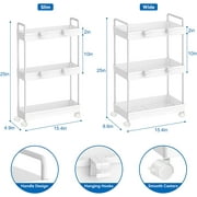 Oumilen 2 Pack 3 Tier Slim 15.4 Storage Kitchen Cart, Shelving Unit Rolling Rack with Wheels, White