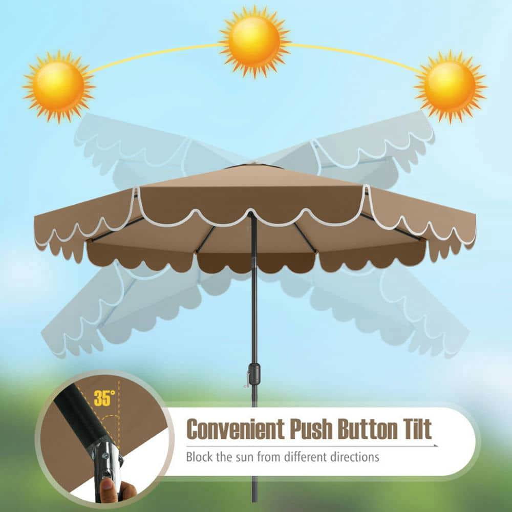 Spaco 10 Feet Patio Umbrella Outdoor Market Umbrella with Crank Tilt Adjustment, Outdoor Shade, Brown