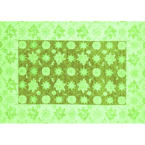 Ahgly Company Indoor Rectangle Oriental Green Traditional Area Rugs, 7' x 9'