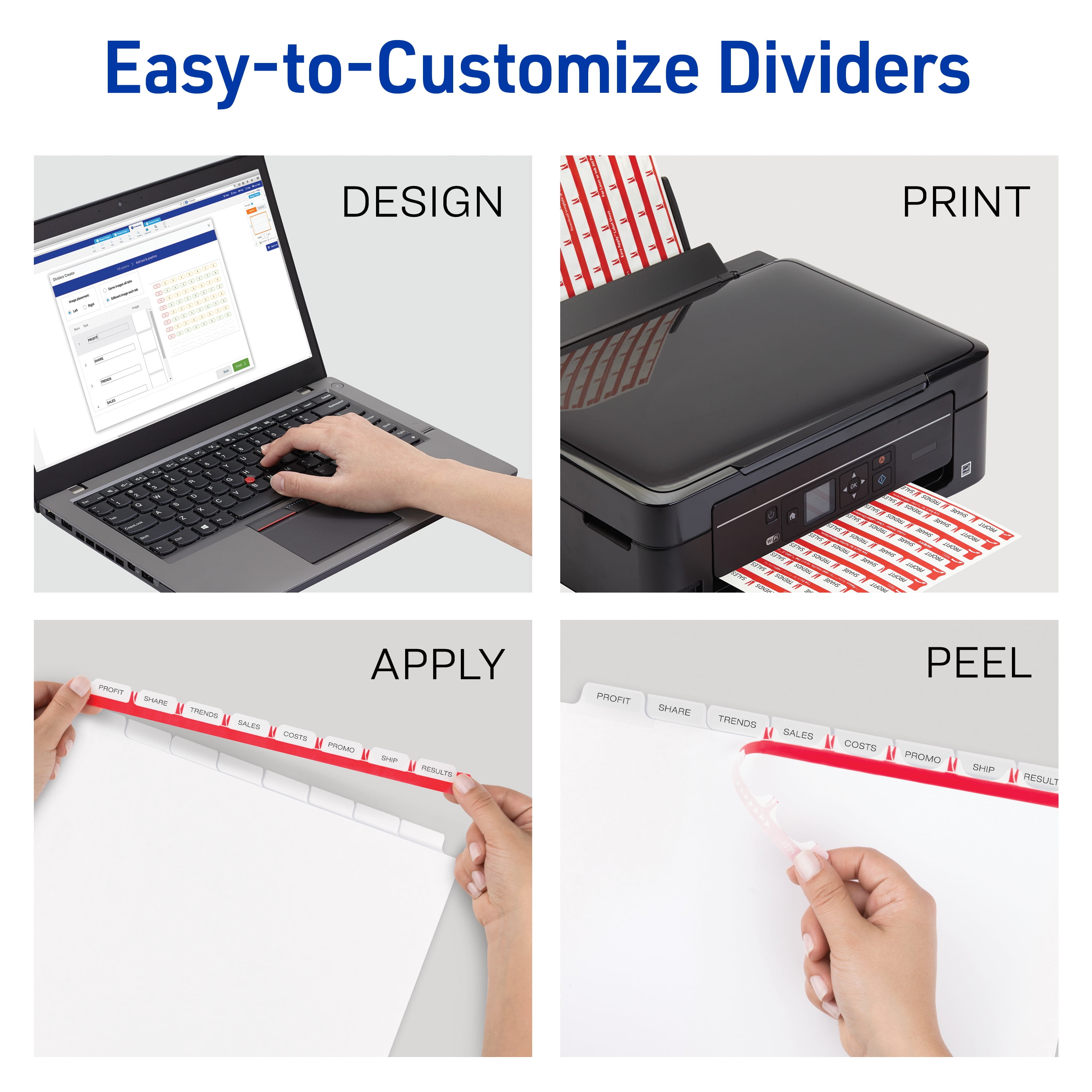 Avery 8 Tab Print & Apply Dividers, Index Maker, 25 Sets (11447)