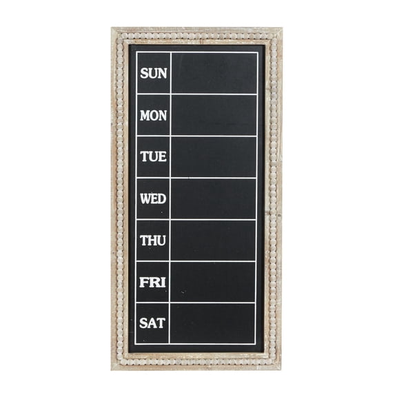 DecMode Brown Wood Beaded Chalkboard Sign Wall Decor