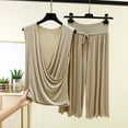 thumbnail image 2 of Riecok Loungewear Sets for Women Plus Size 2 Piece Ruffle Soft Pajama Sets Short Sleeve Top and Capris Summer Sleepwear, 2 of 5