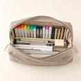 thumbnail image 6 of Hyknon Pencil Pouch Bag, Large Capacity Polka Dot Pencil Case, Minimalist Retro Zipper Pen Pouch, Portable Soft Stationery Bag, Multi-Functional Makeup Bag for Cosmetics Daily Campus Office, Gray, 6 of 7