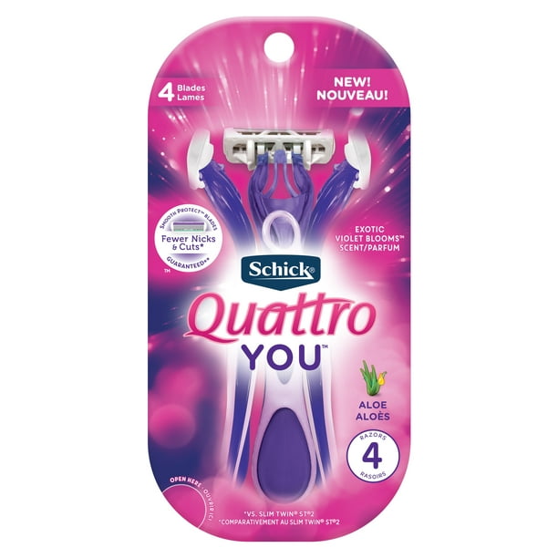 Schick Quattro YOU Women's Disposable Razors, Exotic Violet Blooms, 4