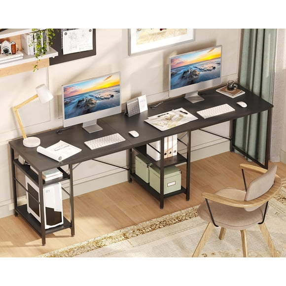 Escritorio L para Computadora, Duradero con Almacenamiento, para Home Office Pinmoco D31BLK