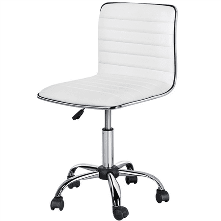 Topeakmart Office Desk Chair Adjustable Low Back Armless Computer Chair Ribbed Task Chair w/ Wheels (Best Armless Computer Chair)