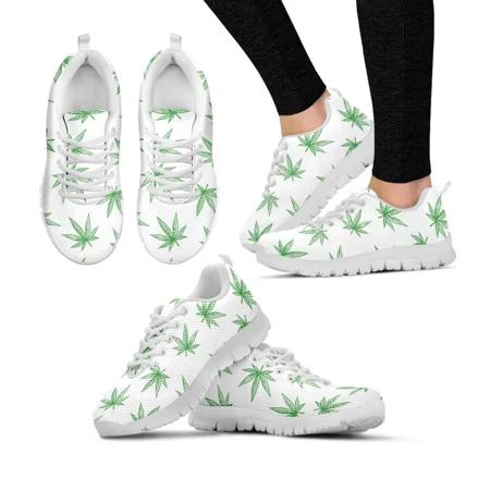 

Luxury Brand Weed Leaves Design Ladies Sneaker Shoes for Women Rainbow Color Print Women Flat Shoes Lace-up Footwear