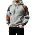 thumbnail image 4 of Men Hooded Pullover Sweatshirt Long Sleeve Raglan Camouflage Print Casual Drawstring Hoodie Kangaroo Pocket Top Light Gray L, 4 of 5
