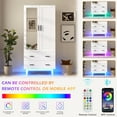 thumbnail image 2 of Blotout 70” Tall LED Armoire Wardrobe with Mirror & 2 Drawers, 2 Door LED Wood Wardrobe Armoire with Multi-Layer Shelves & Hanging Rod, Large Capacity Storage Cabinet w/Louver Doors, White, 2 of 8