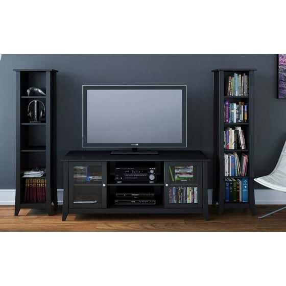 Eco-Friendly Contemporary TV Stand with 2 Bookcases 