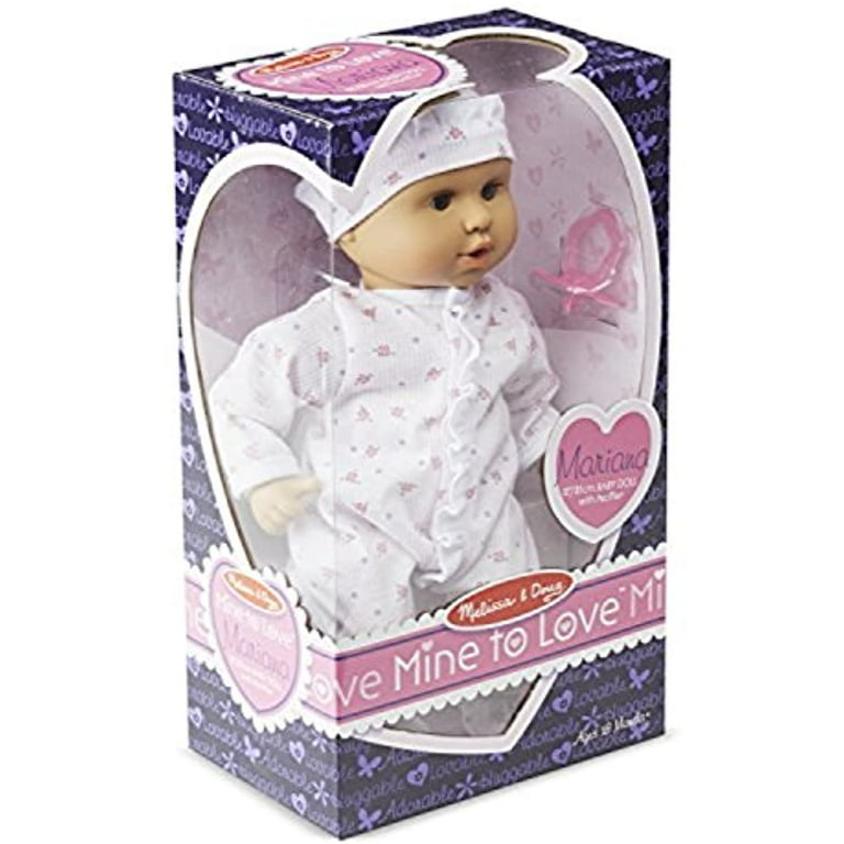 Melissa & Doug Bundle Includes 2 Items Mine to Love Mariana 12-Inch  Poseable Baby Doll with Romper and Hat Mine to Love Time to Eat Doll  Accessories
