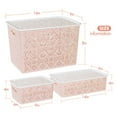 thumbnail image 6 of Set of 4 Stackable Lace-Design Storage Bins Plastic Home Organizer Container with Lids for Bathroom Closet Crafts, Pink, 6 of 6
