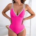 thumbnail image 6 of QUNYINEY Pink One Piece Swimsuit Women Tummy Control Slimming Bathing Suits Beach Push Up V Neck One-Piece Swimsuits, 6 of 7