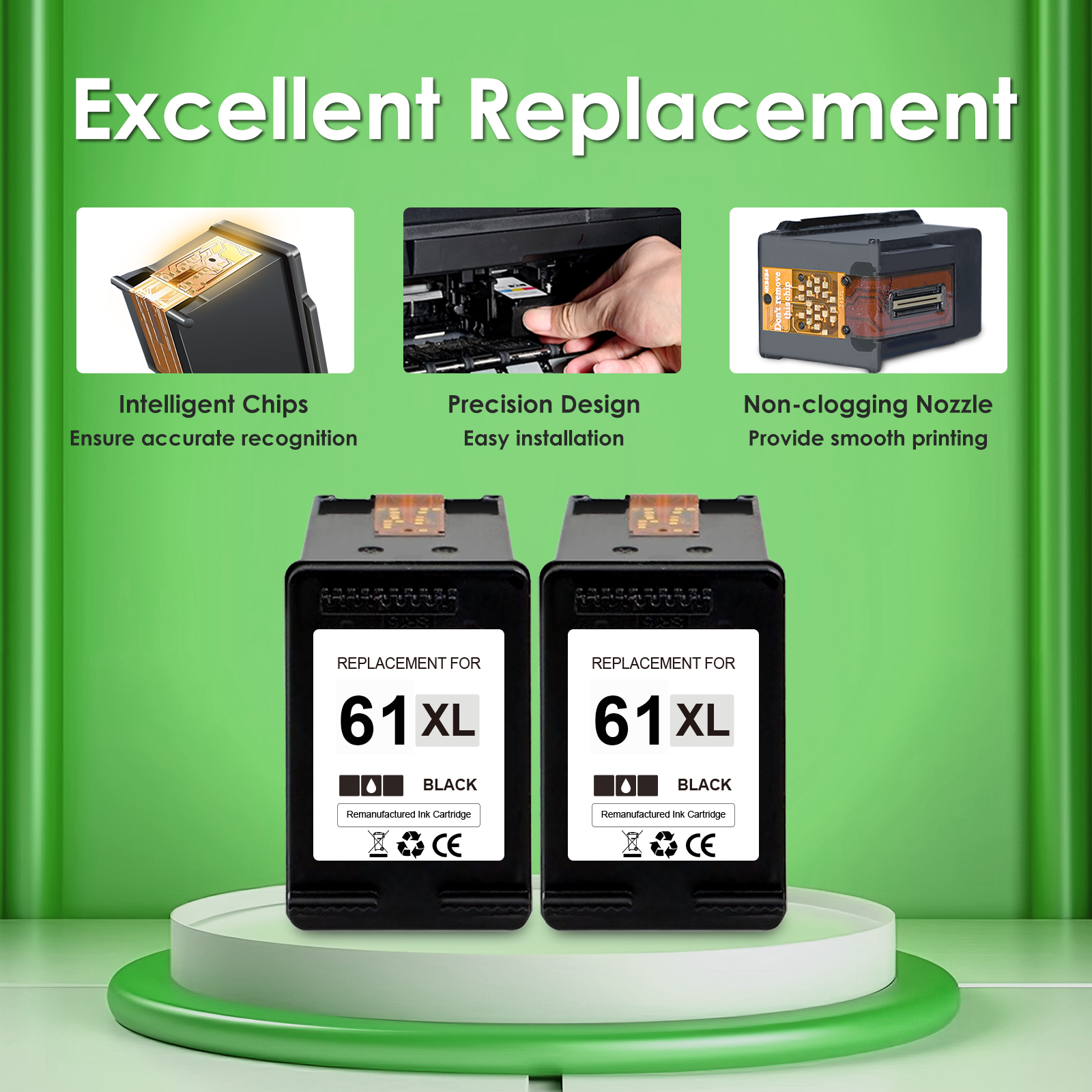 Kingjet HP 61XL Black Ink Cartridge 2-Pack photo 2
