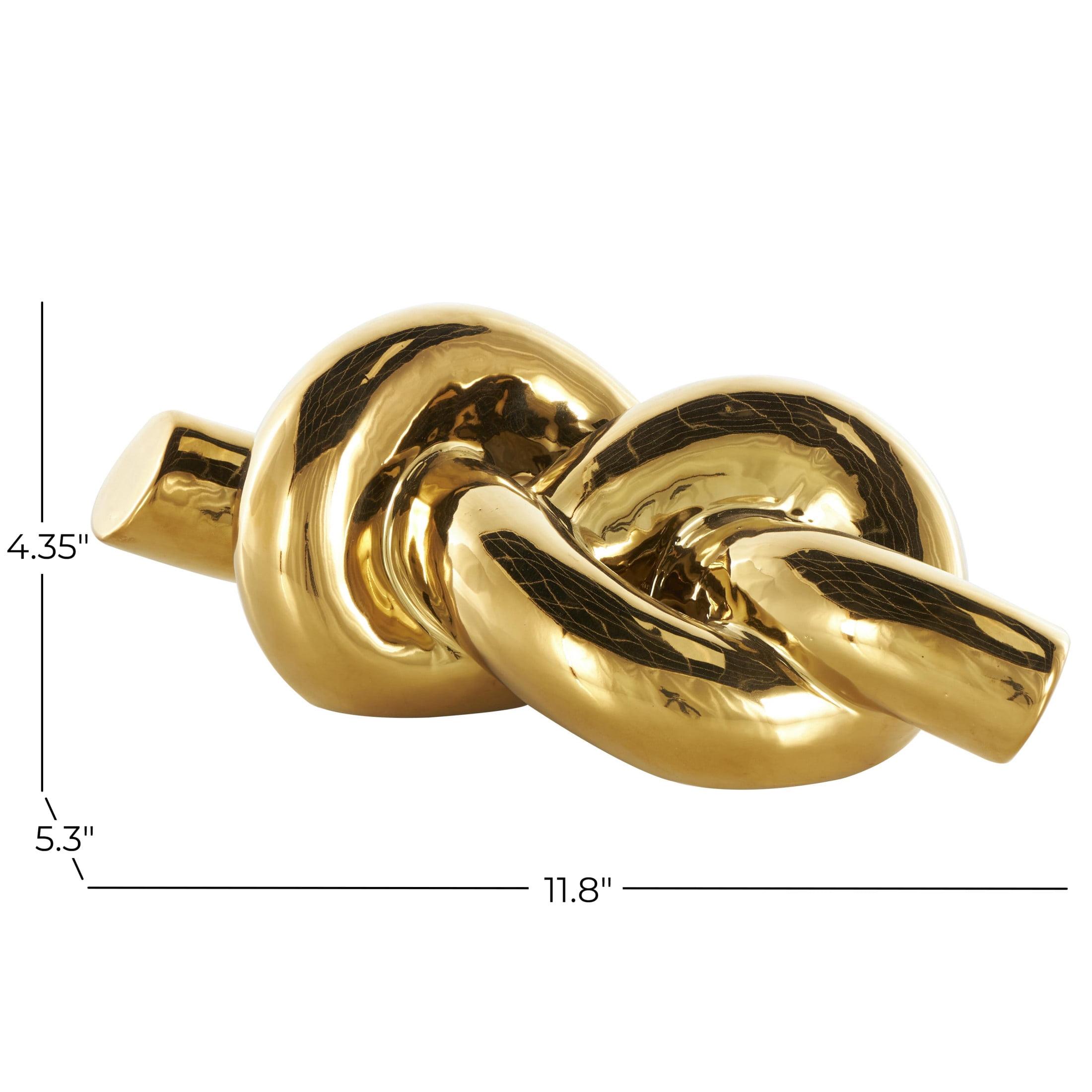 12" x 4" Gold Ceramic Knot Sculpture, by DecMode