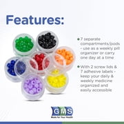 GMS 7 Day Medicine Pill Organizer - Stackable Pill Box - Ideal for Travel - Fits Small Tablets, Pills & Vitamin Supplements - Daily & Weekly Medicine Organized in One Place - Extra Small - Clear