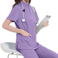 thumbnail image 3 of American Style ICU Nurse Workwear Solid Color Stand-up Collar Women's Hand Washing Uniform Straight Pants Oral Clinic Surgical Overall, 3 of 10