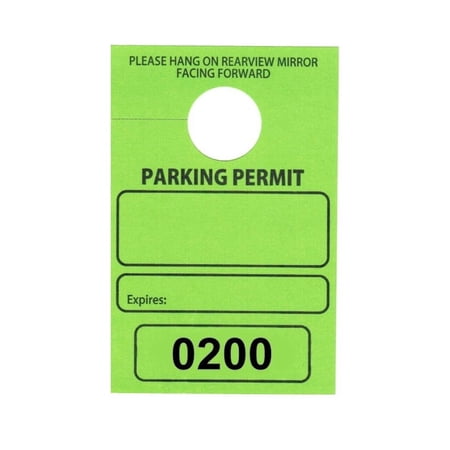 Parking Permit Hang Tags, 3 1/8 X 4 3/4, Green, Seq. Numbered 0200-0249, w Mirror Hole - Pack of 50 Tags