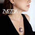 thumbnail image 2 of Juego de aretes y cadena con dije en forma de Luna ZVEZDA plata mexicana ley .925 Morado, 2 of 5
