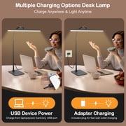 Lococo LED Desk Lamp, Tall Gooseneck, 5-Level Dimmable Brightness & Color for Home Office