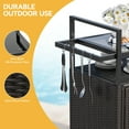 thumbnail image 2 of Dextrus Dark Brown Outdoor Wicker Island Rolling Cart and Bar Table with Generous Size, Mobility, and Stylish Black Glass Top for Pool Patio Backyard, 2 of 5