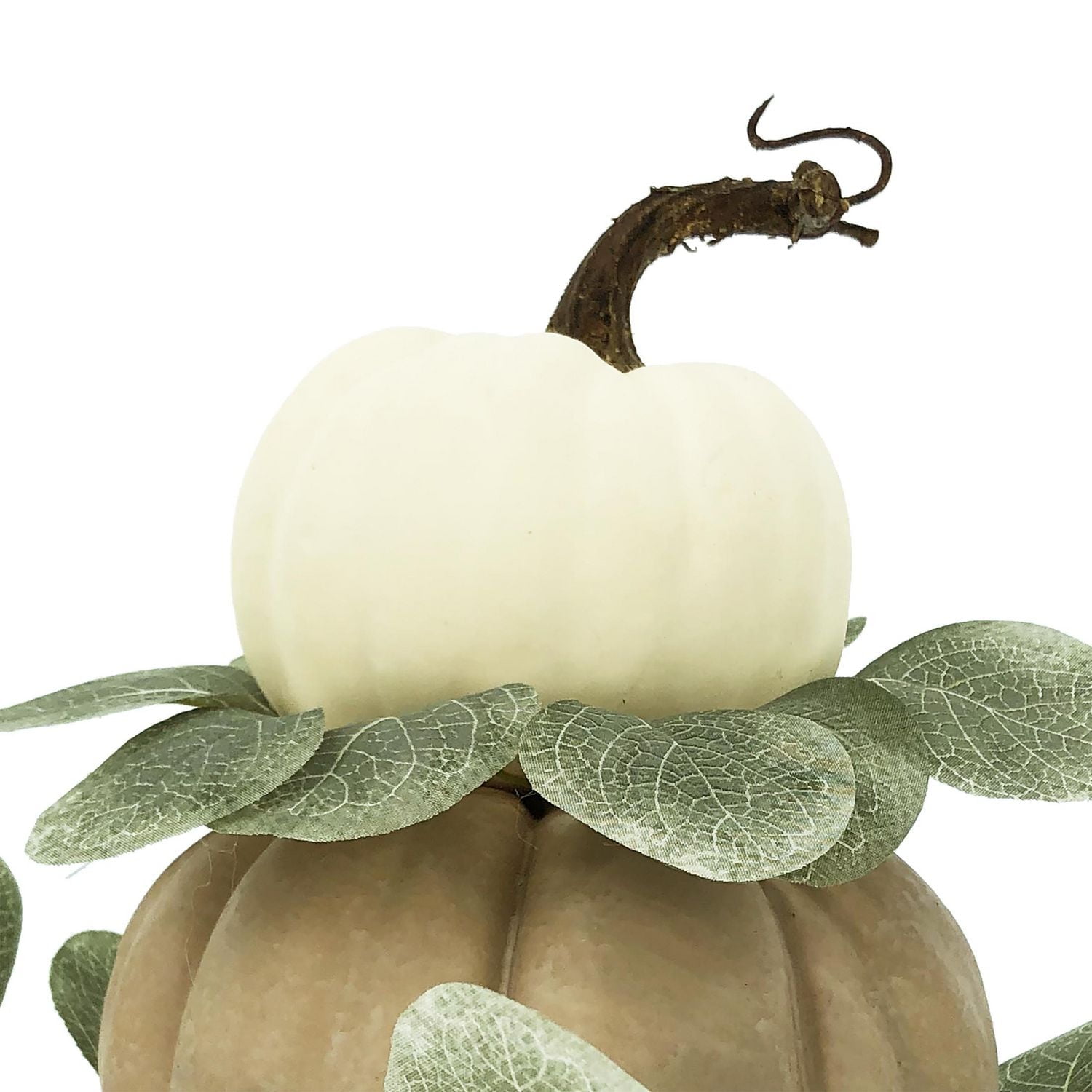 Way to Celebrate Harvest Cream & Green 14" Pumpkin Stack Decoration