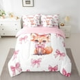 thumbnail image 2 of Erosebridal Cartoon Fox Bedding Sets Full with Comforter, Pink Bow-tie Duvet Insert, Cute Animal Decor, Reversible, 2 of 5