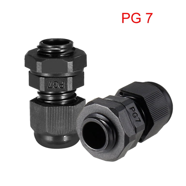 Sourcing Map 4 Unidades Prensaestopas PG7 Negro - Para Cables De 3-6.5 Mm - Impermeable, Antipolvo - Conjunto Con Tuerca Y Arandela