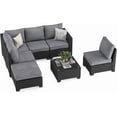 thumbnail image 7 of STARY Outdoor Wicker conversation sets, 7 Pieces Patio Furniture Sofa Set with Coffee Table, All Weather for Garden, Backyard, Balcony (Dark Gray), 7 of 7