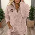 thumbnail image 4 of Fuzzy Sweatshirts for Women 2025 Long Sleeve Half Zip Stand Collared Sweatshirt with Pockets Pullover Tops, 4 of 6