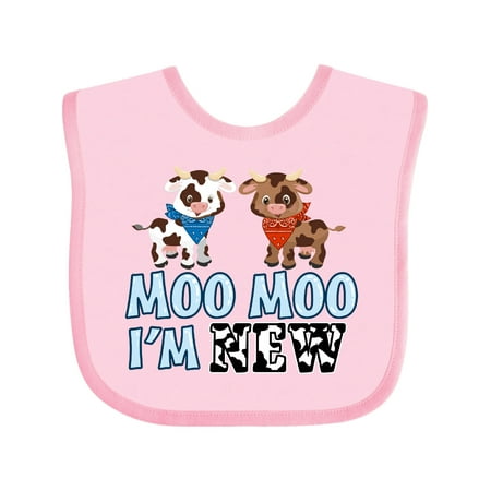 

Inktastic Moo Moo I m New with Cute Holstein Cows Gift Baby Boy or Baby Girl Bib