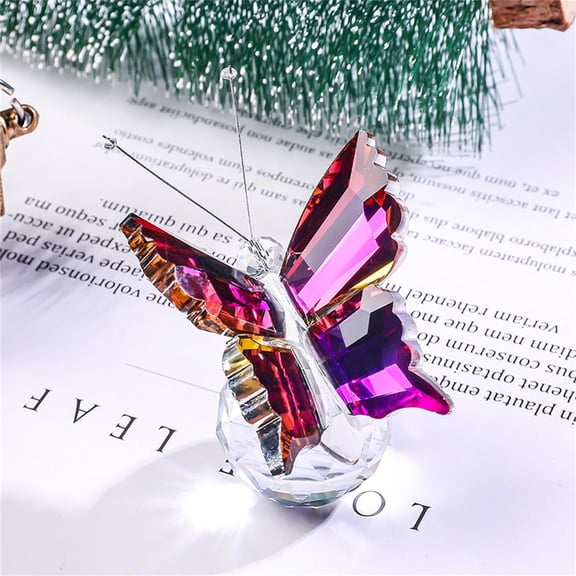 Butterfly Crystal Ball Figurine, Crystal Butterfly Decor With Brown- On Crystal Ball Base, For Home Desk Shelf Decoration, Office Display, Birthday Gift, Holiday Present