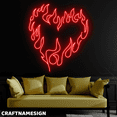 thumbnail image 2 of Craftnamesign Flame Heart Neon Sign, Wine Bar Pub Wall Art, Fire Heart Wall Art, 2 of 4