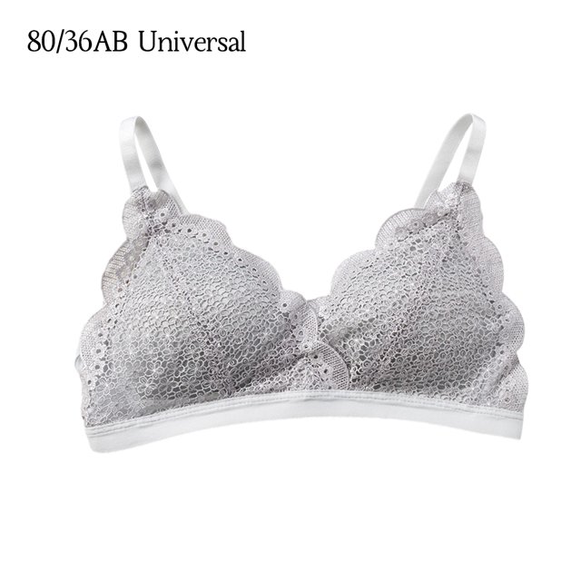 Sujetador con correa para mujer Sujetador push-up sexy Bralette con diseño de encaje para niña Sujetador de copa 3/4 transpirable sin alambre, Gris plateado, 80 = 36AB Scienceny AP001484-15B